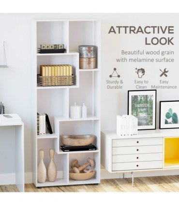 Multipurpose 8-Grid Bookshelf Decorative Shelf, Bathroom, Kitchen White