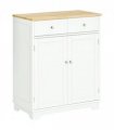 HOMCOM Rubber Wood Top Kitchen Cupboard Side Cabinet Island w/Adjustable Shelf