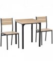 3 Pcs Compact Dining Table 2 Chairs Set Wooden Metal Legs Kitchen