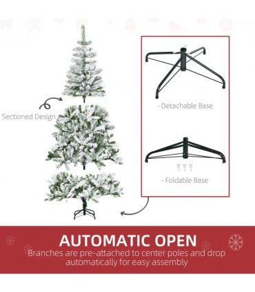 6ft Snow Flocked Artificial Christmas Tree w/ Realistic Branch Tips HOMCOM