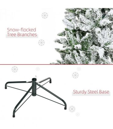 6ft Snow Flocked Artificial Christmas Tree w/ Realistic Branch Tips HOMCOM