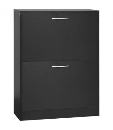 Shoe Cabinet Storage Cupboard 2-Tier Wood 12 Pairs  Black Cabinet