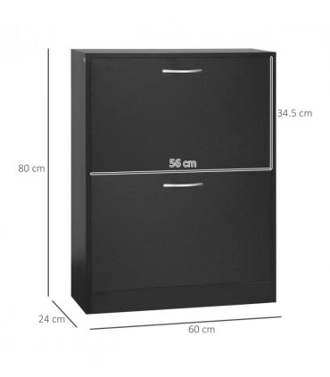 Shoe Cabinet Storage Cupboard 2-Tier Wood 12 Pairs  Black Cabinet