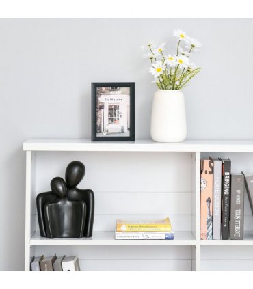 Office Bookcase White 4-Compartment Low Shelves Cube Display Adjustable