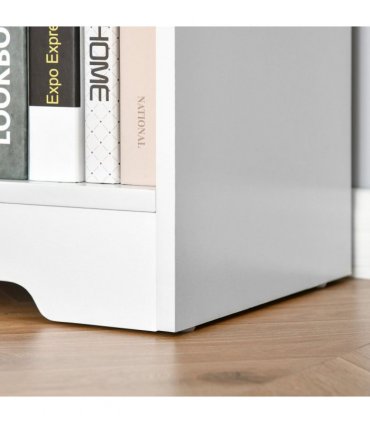 Office Bookcase White 4-Compartment Low Shelves Cube Display Adjustable