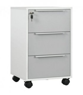 3-Drawer Locking File Cabinet Mobile Chest of Drawers Side Table Wheels