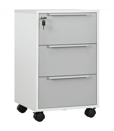 3-Drawer Locking File Cabinet Mobile Chest of Drawers Side Table Wheels