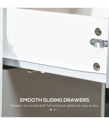 3-Drawer Locking File Cabinet Mobile Chest of Drawers Side Table Wheels