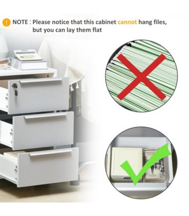 3-Drawer Locking File Cabinet Mobile Chest of Drawers Side Table Wheels