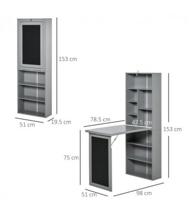 Folding Convertible Desk with Blackboard Multi-function Workstation