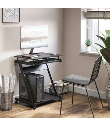 Metal Black 73H x 60L x 48Wcm Movable Computer Desk with Sliding Keyboard Tray