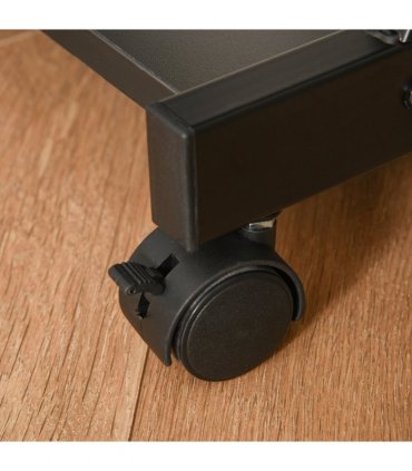 Metal Black 73H x 60L x 48Wcm Movable Computer Desk with Sliding Keyboard Tray