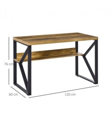Computer Writing Desk K-Shaped Steel Leg Storage Shelf Home Office