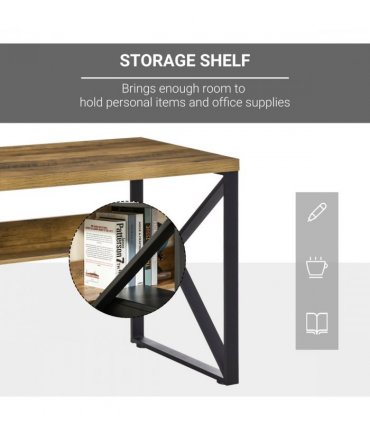 Computer Writing Desk K-Shaped Steel Leg Storage Shelf Home Office