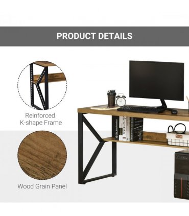 Computer Writing Desk K-Shaped Steel Leg Storage Shelf Home Office