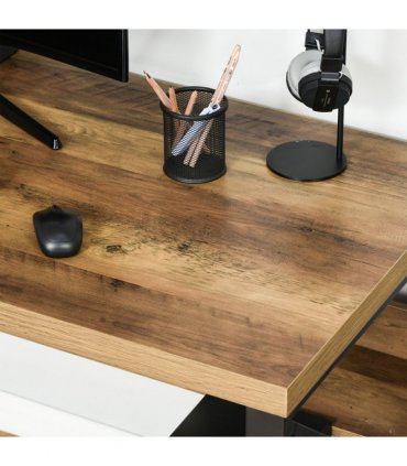 Computer Writing Desk K-Shaped Steel Leg Storage Shelf Home Office