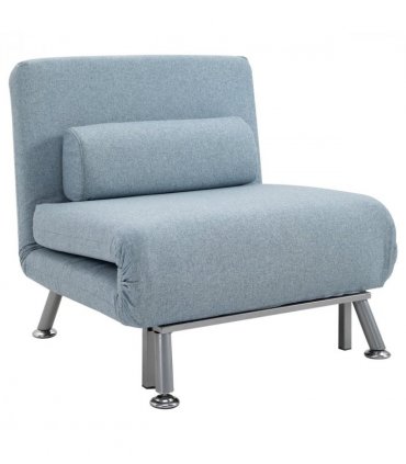 Single Folding 5 Position Convertible Sleeper Chair Sofa Bed Blue