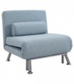 Single Folding 5 Position Convertible Sleeper Chair Sofa Bed Blue