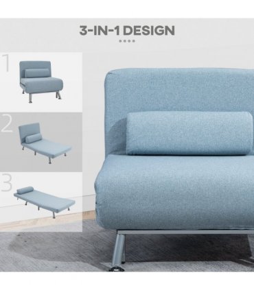 Single Folding 5 Position Convertible Sleeper Chair Sofa Bed Blue