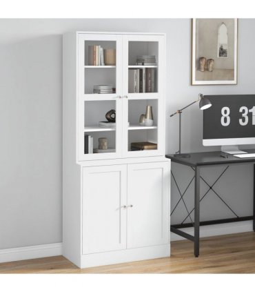 Modern Bookcase Display Storage Cabinet White MDF 178.5H x 76W x 40Dcm