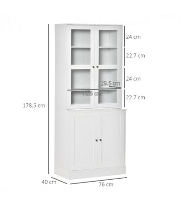 Modern Bookcase Display Storage Cabinet White MDF 178.5H x 76W x 40Dcm
