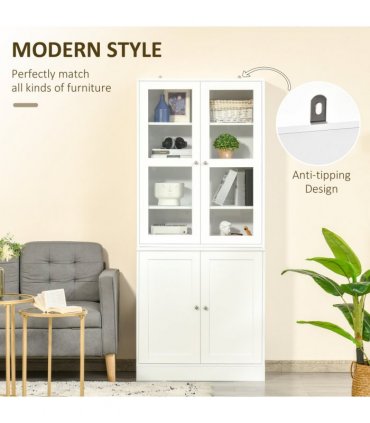 Modern Bookcase Display Storage Cabinet White MDF 178.5H x 76W x 40Dcm