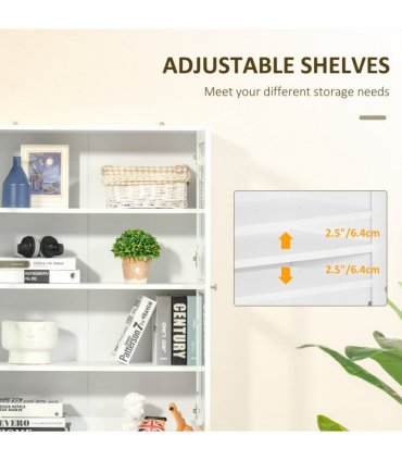Modern Bookcase Display Storage Cabinet White MDF 178.5H x 76W x 40Dcm