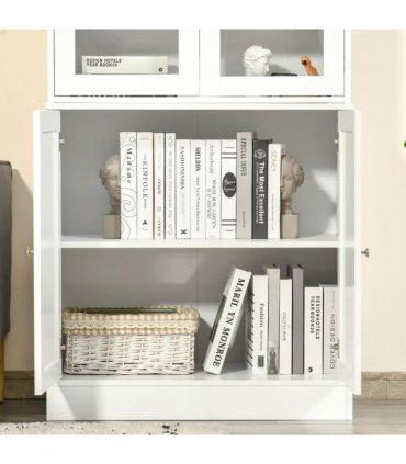 Modern Bookcase Display Storage Cabinet White MDF 178.5H x 76W x 40Dcm