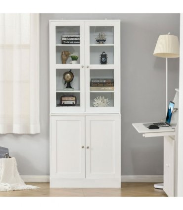 Modern Bookcase Display Storage Cabinet White MDF 178.5H x 76W x 40Dcm