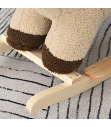 Kids Rocking Lion Plush Ride On Seat Wood Brown 68L x 35W x 50H cm