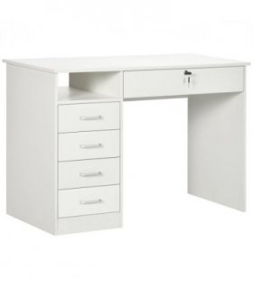 Computer Desk Writing Desk with Five Drawers for Home Office White