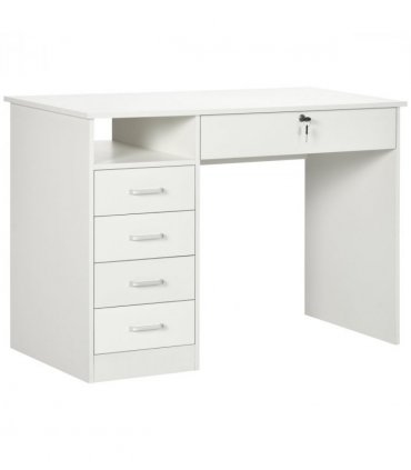 Computer Desk Writing Desk with Five Drawers for Home Office White