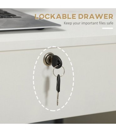 Computer Desk Writing Desk with Five Drawers for Home Office White