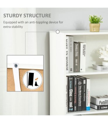 2 Door 4 Shelves Bookcase Wooden Storage Cabinet Display Unit White