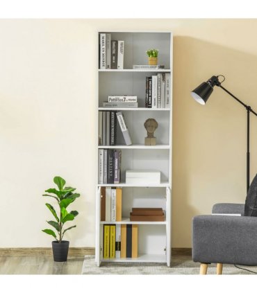 2 Door 4 Shelves Bookcase Wooden Storage Cabinet Display Unit White