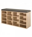 Multi-Storage Shoe Rack 14 Compartments Cushion Moving Shelves  Brown