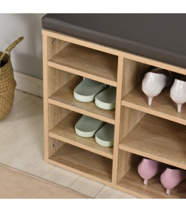 Multi-Storage Shoe Rack 14 Compartments Cushion Moving Shelves  Brown