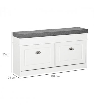 Shoe Storage Bench with Seat Cushion Cabinet Organizer with 2 Drawers