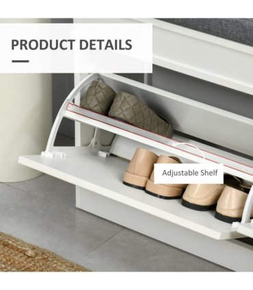 Shoe Storage Bench with Seat Cushion Cabinet Organizer with 2 Drawers