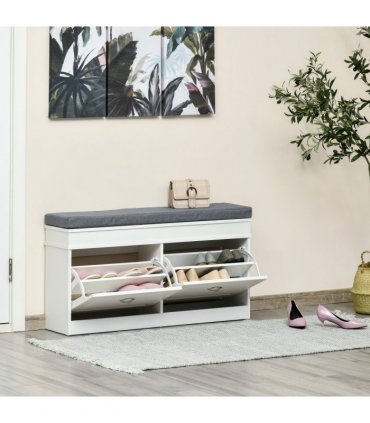 Shoe Storage Bench with Seat Cushion Cabinet Organizer with 2 Drawers