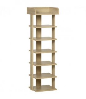 Shoe Rack Organizer 7 Tier Storage Shelf Wooden Display Cabinet Oak