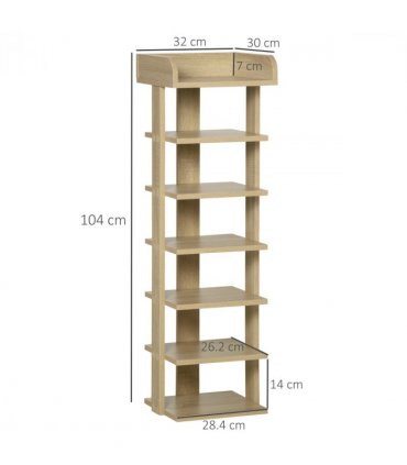 Shoe Rack Organizer 7 Tier Storage Shelf Wooden Display Cabinet Oak