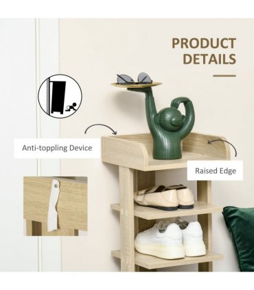Shoe Rack Organizer 7 Tier Storage Shelf Wooden Display Cabinet Oak