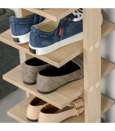 Shoe Rack Organizer 7 Tier Storage Shelf Wooden Display Cabinet Oak