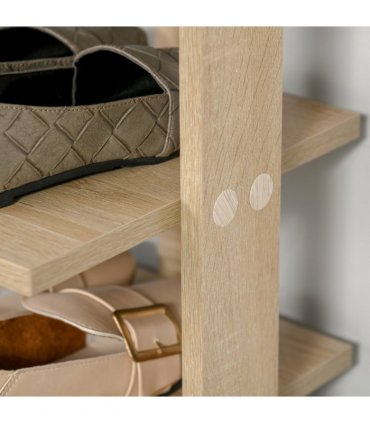 Shoe Rack Organizer 7 Tier Storage Shelf Wooden Display Cabinet Oak