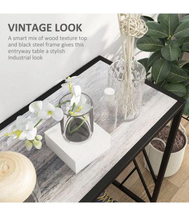 Vintage Sofa Table, Metal Frame Console Table for Hallway Living Room