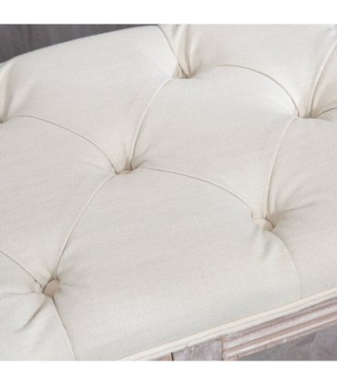 HOMCOM 2-Tier Bed End Bench, Vintage Stool Button Tufted Seat Cream White