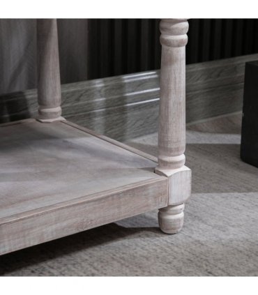HOMCOM 2-Tier Bed End Bench, Vintage Stool Button Tufted Seat Cream White