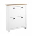 2 Drawer Shoe Cabinet Narrow Shoe Cupboard with Flip Doors White
