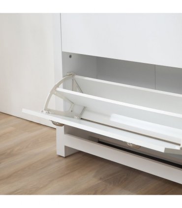 2 Drawer Shoe Cabinet Narrow Shoe Cupboard with Flip Doors White